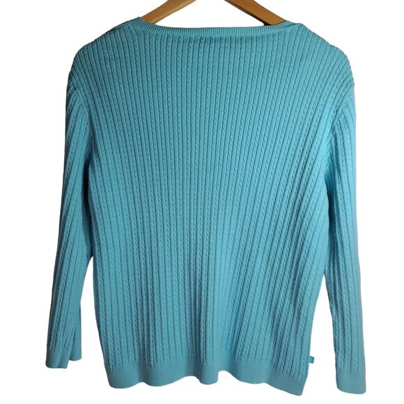 Vintage Lauren Ralph Lauren Sweater Women's Size XL Blue V-Neck 100% Cotton - Picture 3 of 7